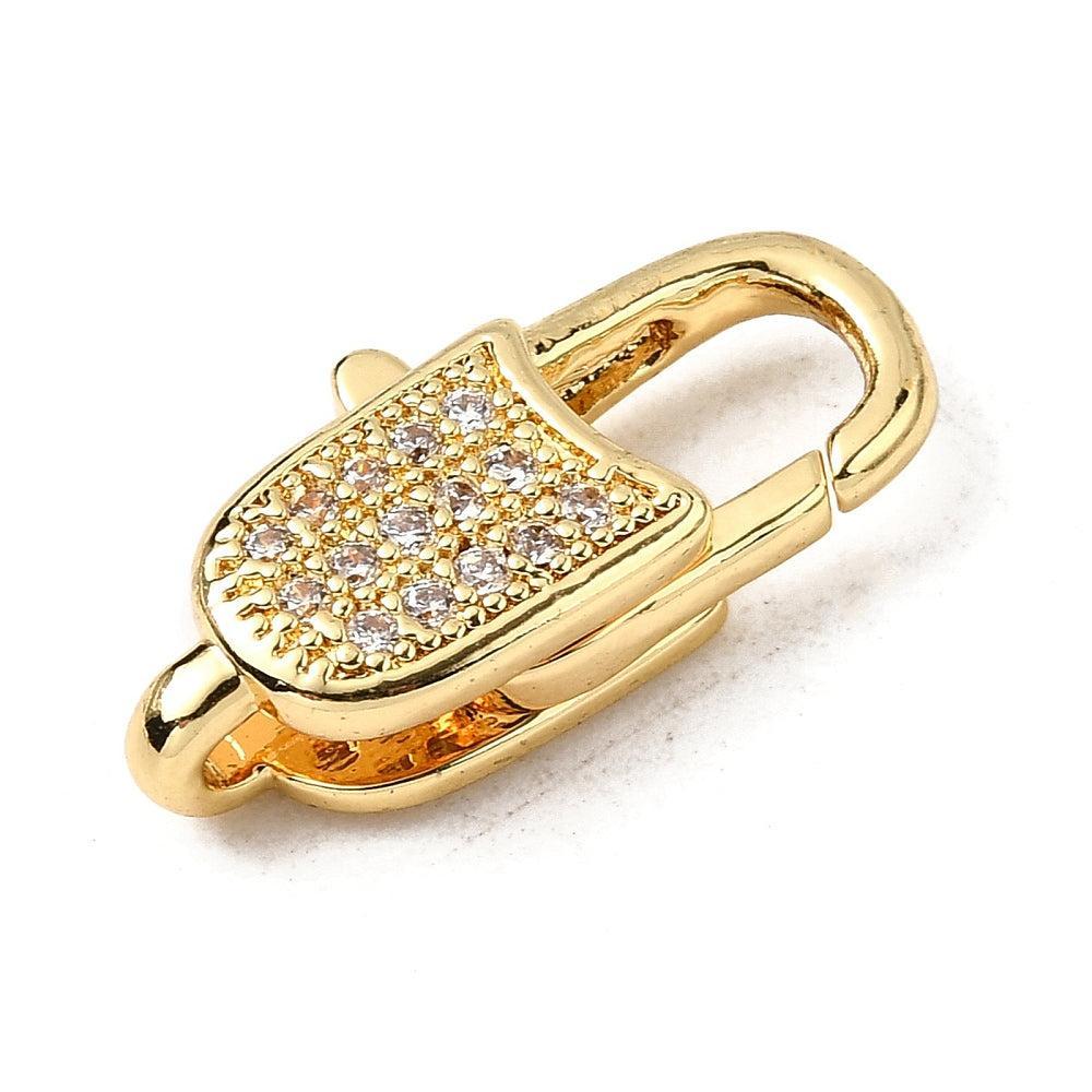 Sluiting ovaal zirconia 18K brass goud 21mm- per stuk-Kralen-Kraaltjes van Renate