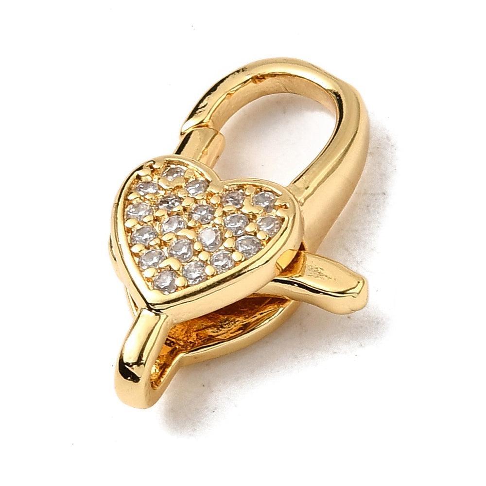 Sluiting ovaal zirconia hart 18K brass goud 21mm - per stuk-Kralen-Kraaltjes van Renate