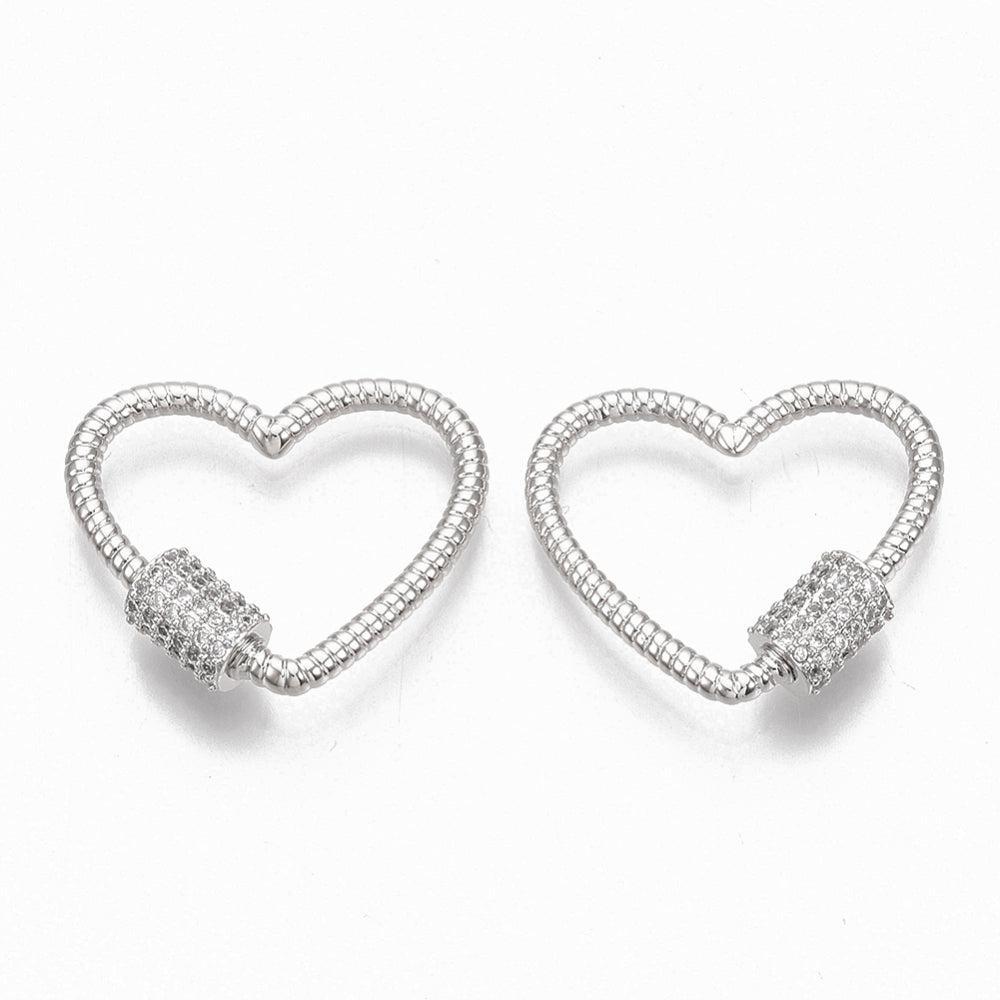 Bedel slot hart brass zirconia zilver 20,5mm- per stuk-bedels-Kraaltjes van Renate