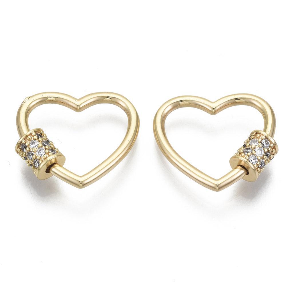 Bedel slot hart zirconia 18K brass goud 19mm- per stuk-bedels-Kraaltjes van Renate