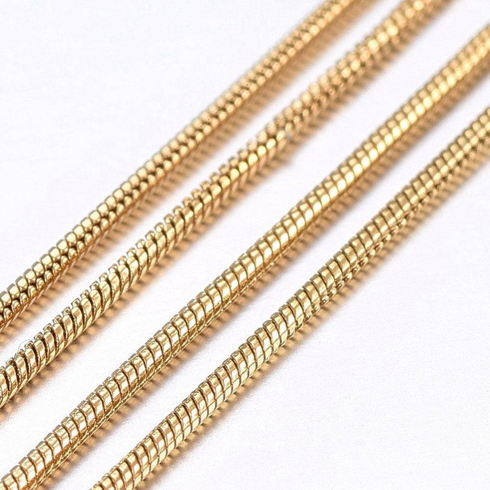 Snakechain ketting RVS 18Kr Gold Plated 1,2mm - prijs per 10cm-ketting-Kraaltjes van Renate