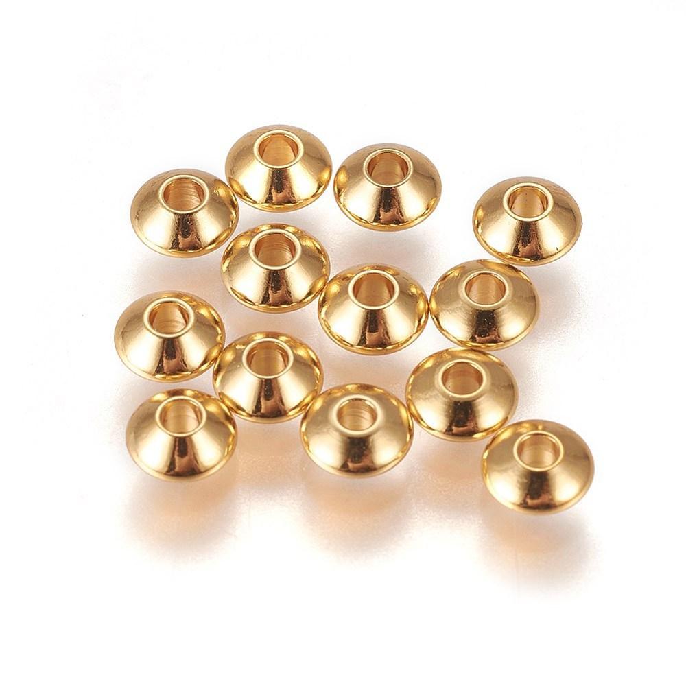 Spacer Kralen RVS Rondel Goud 4x2mm - per stuk-Kralen-Kraaltjes van Renate