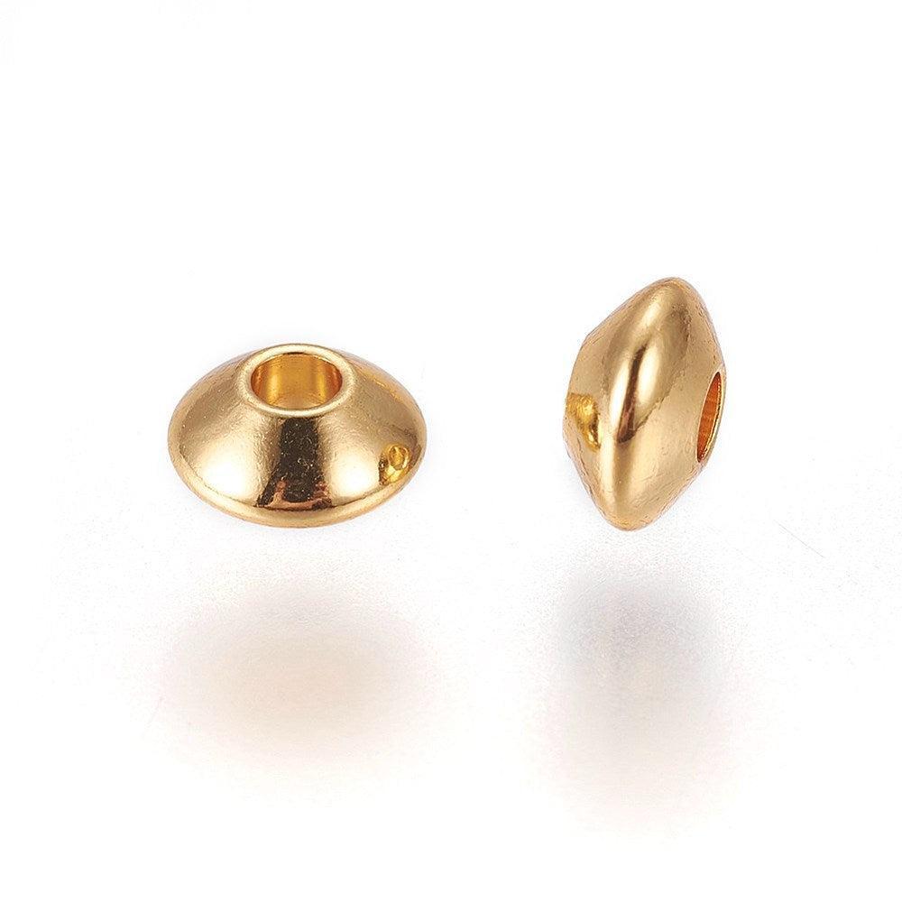 Spacer Kralen RVS Rondel Goud 4x2mm - per stuk-Kralen-Kraaltjes van Renate