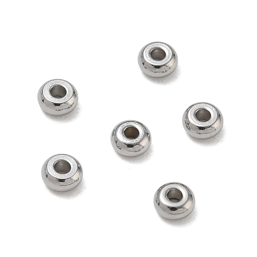 Spacer Kralen RVS Rondel Zilver 3x1.5mm - per stuk-Kralen-Kraaltjes van Renate