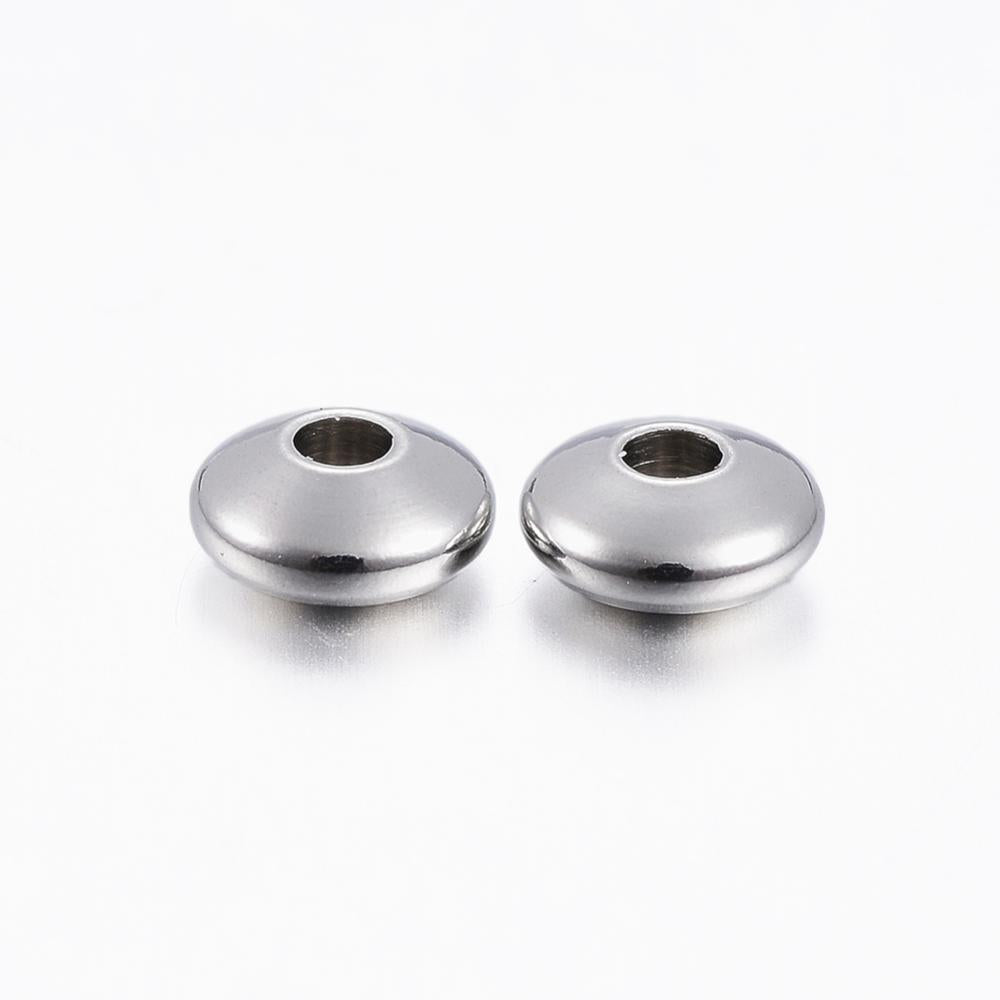 Spacer Kralen RVS Rondel Zilver 5mm - per stuk-Kralen-Kraaltjes van Renate