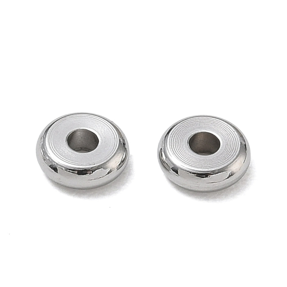 Spacer Kralen RVS Rondel Zilver 6x2mm - per stuk