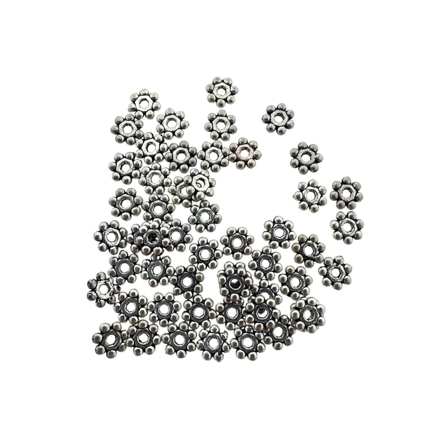 Spacer beads bloemetje zilver 4,5x1,5mm- per 65 stuks-Kralen-Kraaltjes van Renate