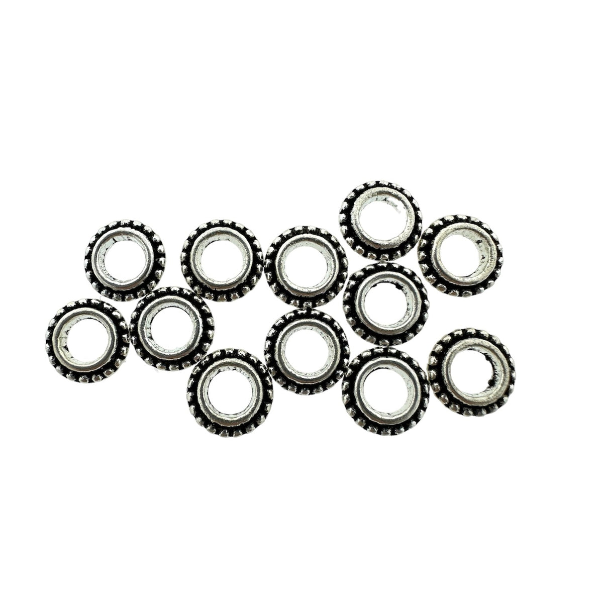 Spacer beads donut zilver 8x2,5mm- per 12 stuks-Kralen-Kraaltjes van Renate