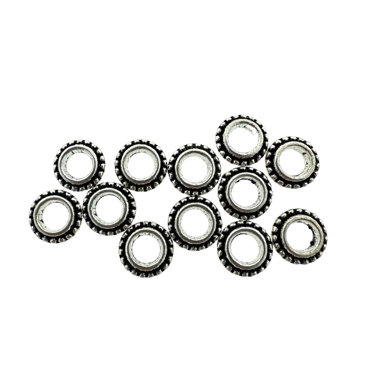 Spacer beads donut zilver 8x2,5mm- per 12 stuks-Kralen-Kraaltjes van Renate