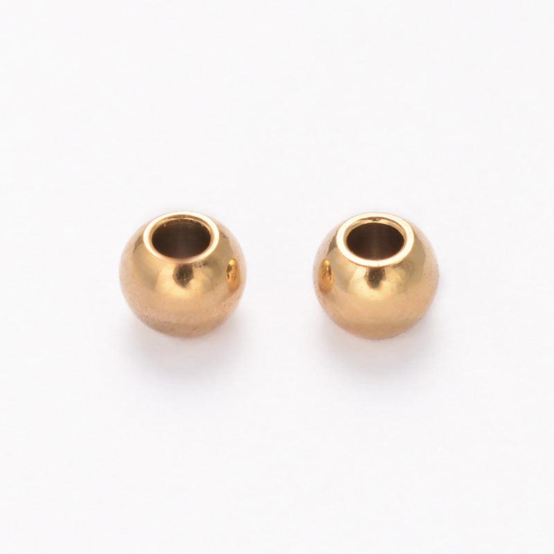 Spacer beads goud Premium RVS rond 3X2mm- per 20 stuks-bedels-Kraaltjes van Renate