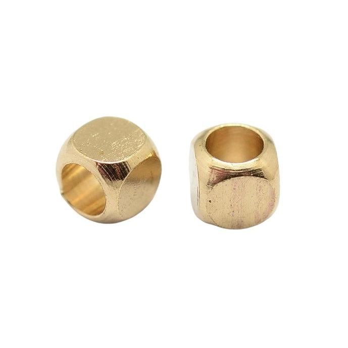 Spacer beads goud cube 2,5x2mm- per 20 stuks-bedels-Kraaltjes van Renate