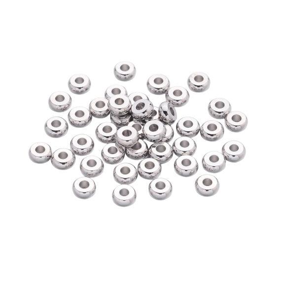 Spacer beads zilver 4mm - 20 stuks-bedels-Kraaltjes van Renate