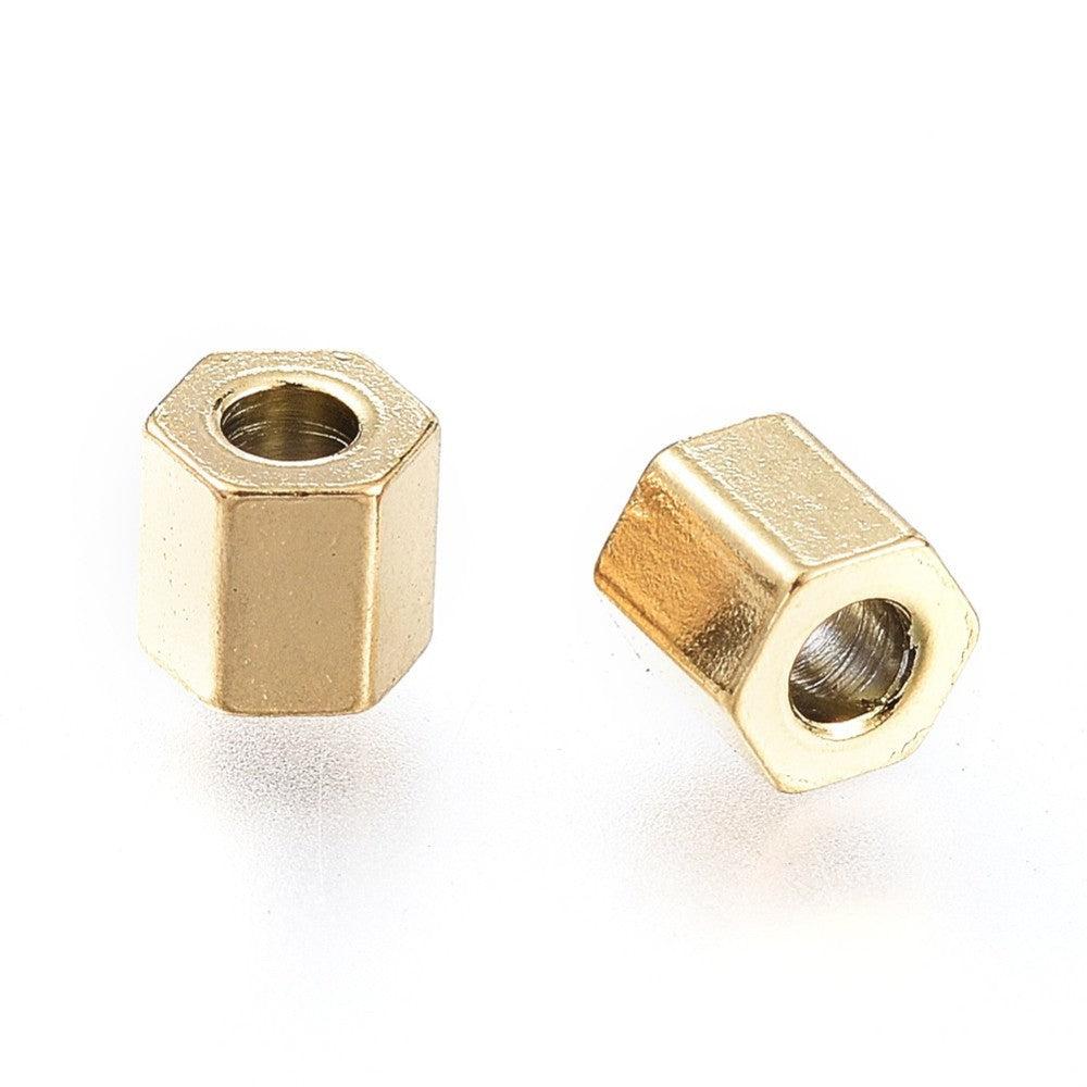 Spacer kralen RVS goud hexagon 3mm- per stuk-Kralen-Kraaltjes van Renate