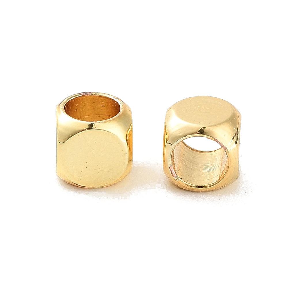 Spacer kralen cube 18K RVS goud 4x4mm- per 10 stuks-bedels-Kraaltjes van Renate