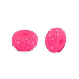 Sparkling Beads rondel 10mm Neon Pink - per stuk-Kralen-Kraaltjes van Renate