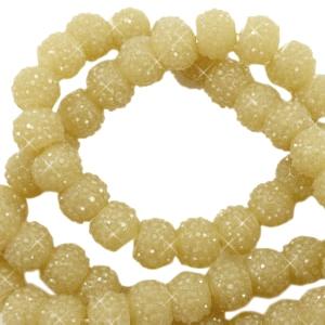 Sparkling beads Mustard green 8mm - 10 stuks-Kraaltjes van Renate
