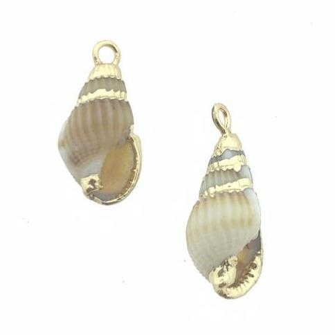 Spiraalschelp bedel Naturel-Goud ±18x9mm-Kraaltjes van Renate