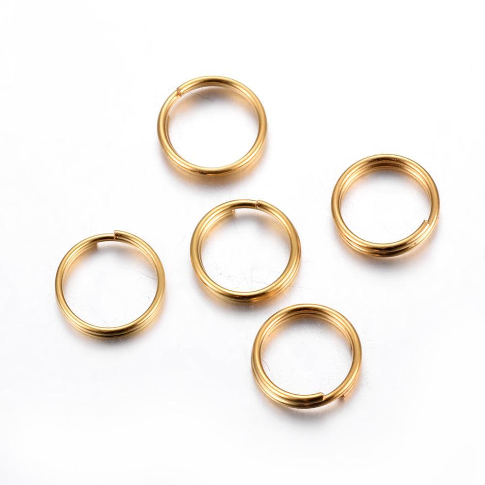 Splitring Dubbele Lus RVS Goud 12mm - per stuk-Onderdelen-Kraaltjes van Renate