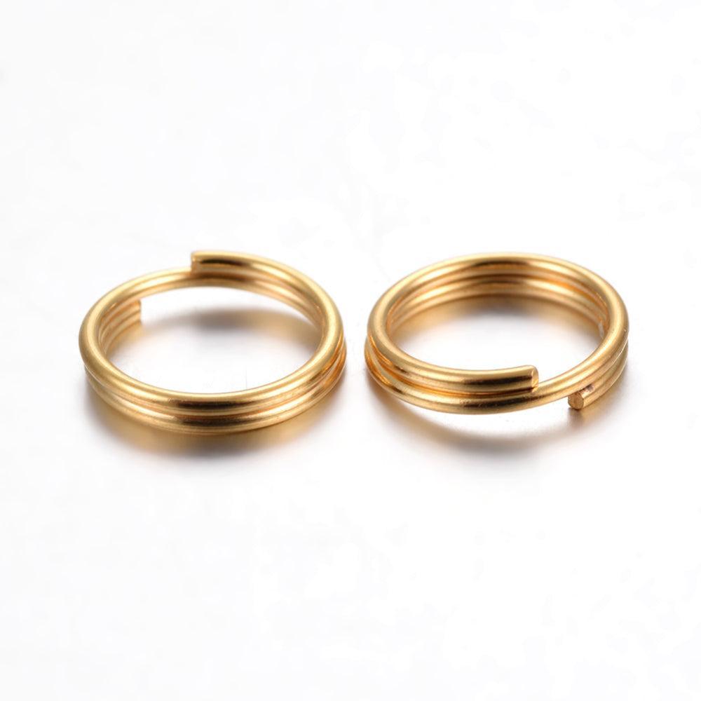 Splitring Dubbele Lus RVS Goud 12mm - per stuk-Onderdelen-Kraaltjes van Renate
