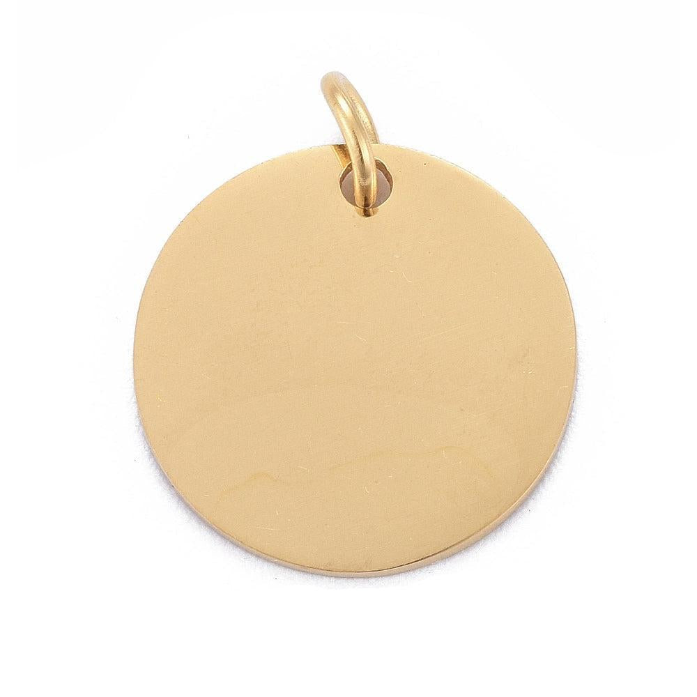 Stainless Steel Bedel Glad Muntje Goud 16mm - per stuk-Bedels-Kraaltjes van Renate