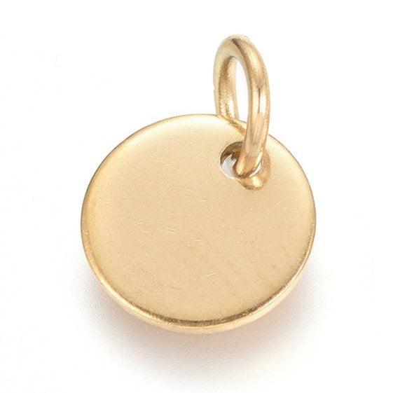 Stainless Steel Bedel Glad Muntje Goud 8mm - per stuk-Bedels-Kraaltjes van Renate