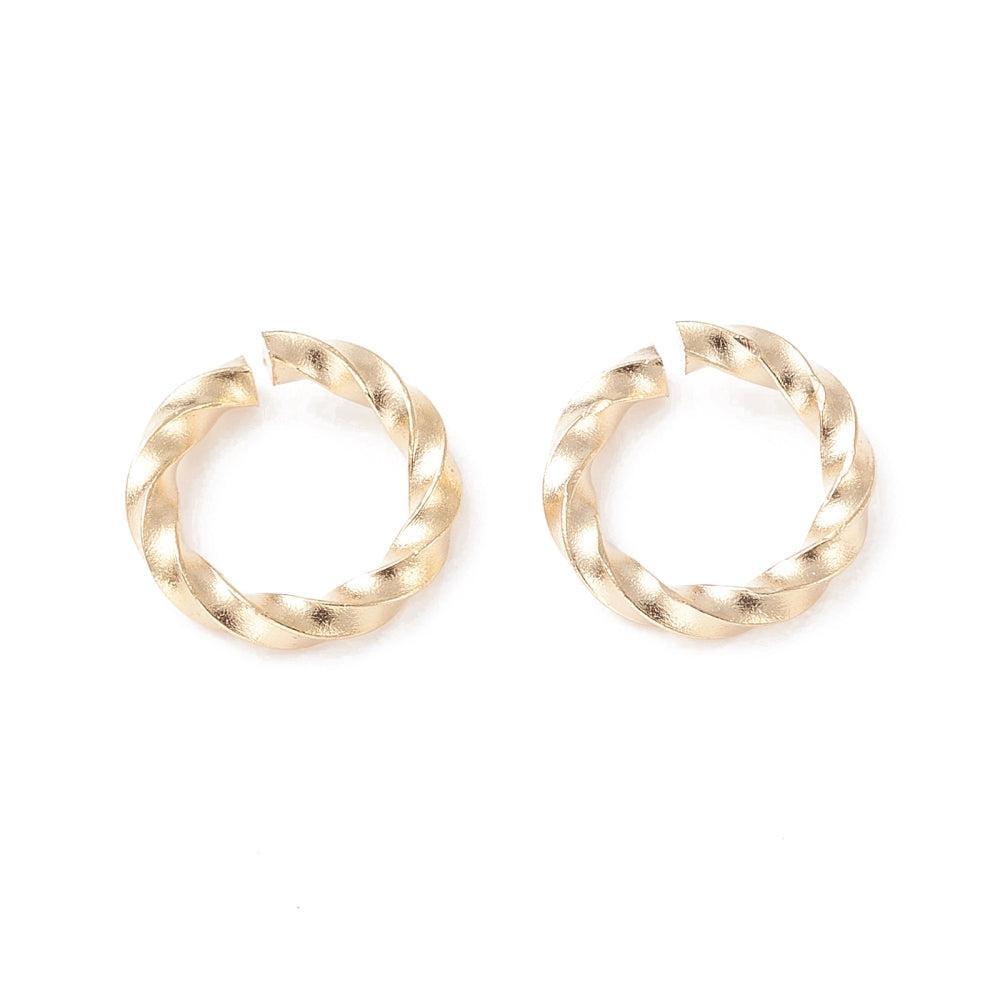 Stainless Steel Ringetje Gedraaid Goud 10x1.3mm - per zakje (5 stuks) (kopie)-Onderdelen-Kraaltjes van Renate