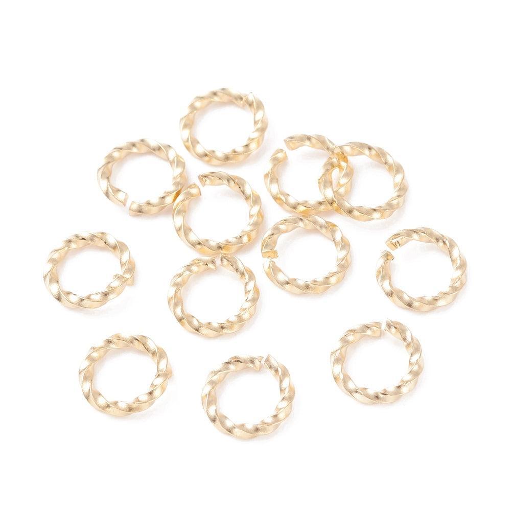 Stainless Steel Ringetje Gedraaid Goud 10x1.3mm - per zakje (5 stuks) (kopie)-Onderdelen-Kraaltjes van Renate