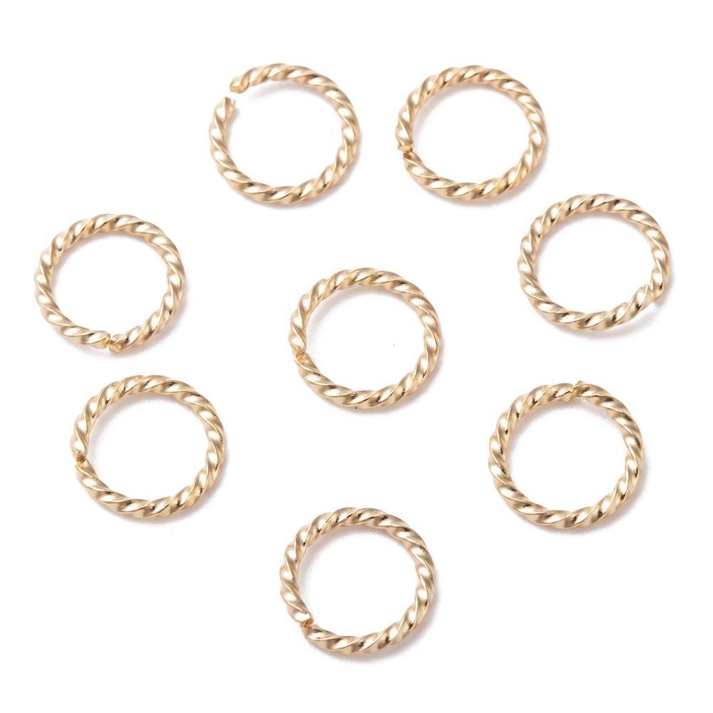 Stainless Steel Ringetje Gedraaid Goud 8x1.0mm - per zakje (10 stuks)-Onderdelen-Kraaltjes van Renate