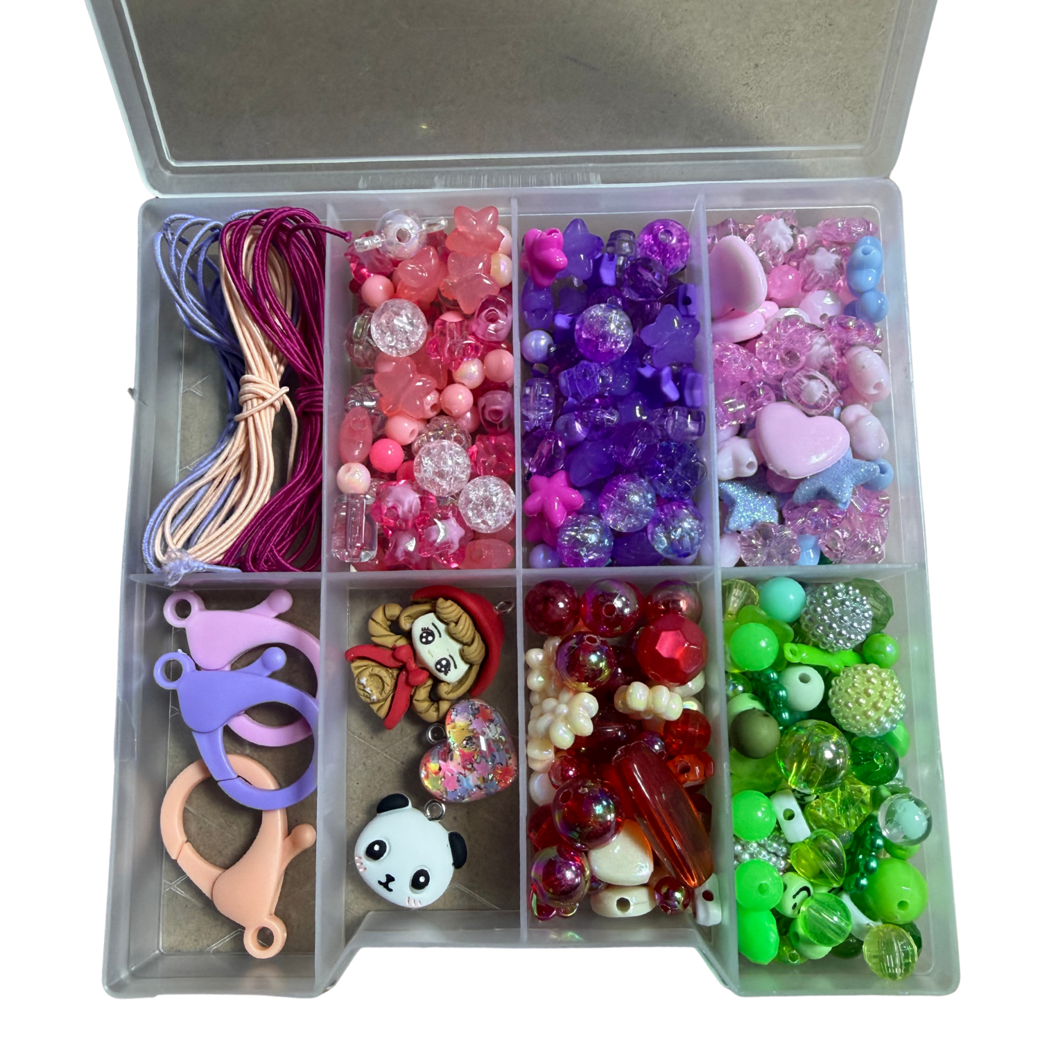 Starters set met acrylkralen, bedels, elastiek en meer - per set-gereedschap-Kraaltjes van Renate