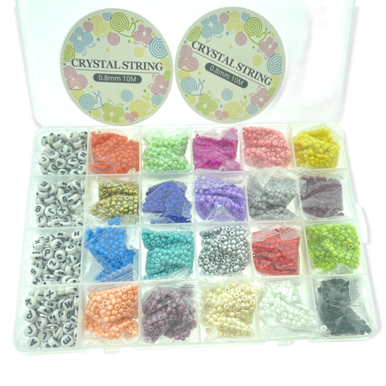 Starters set met rocailles, acryl letter kralen en elastiek-gereedschap-Kraaltjes van Renate