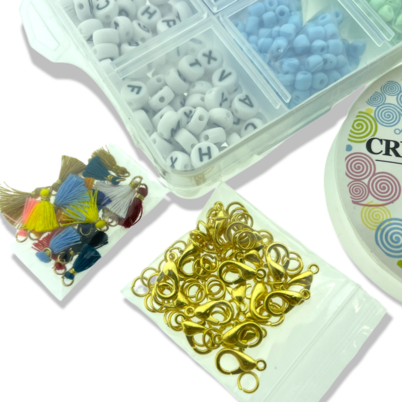 Starters set met rocailles, letterkralen, elastiek en meer-gereedschap-Kraaltjes van Renate