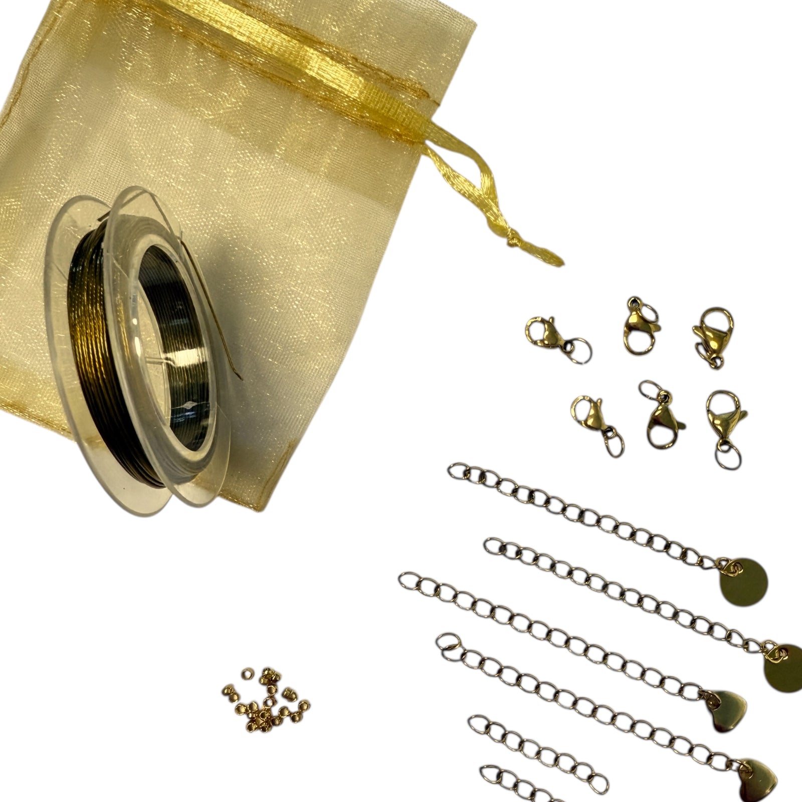 Complete starters set karabijn sluitingen goud RVS 0,45mm-sluitingen-Kraaltjes van Renate