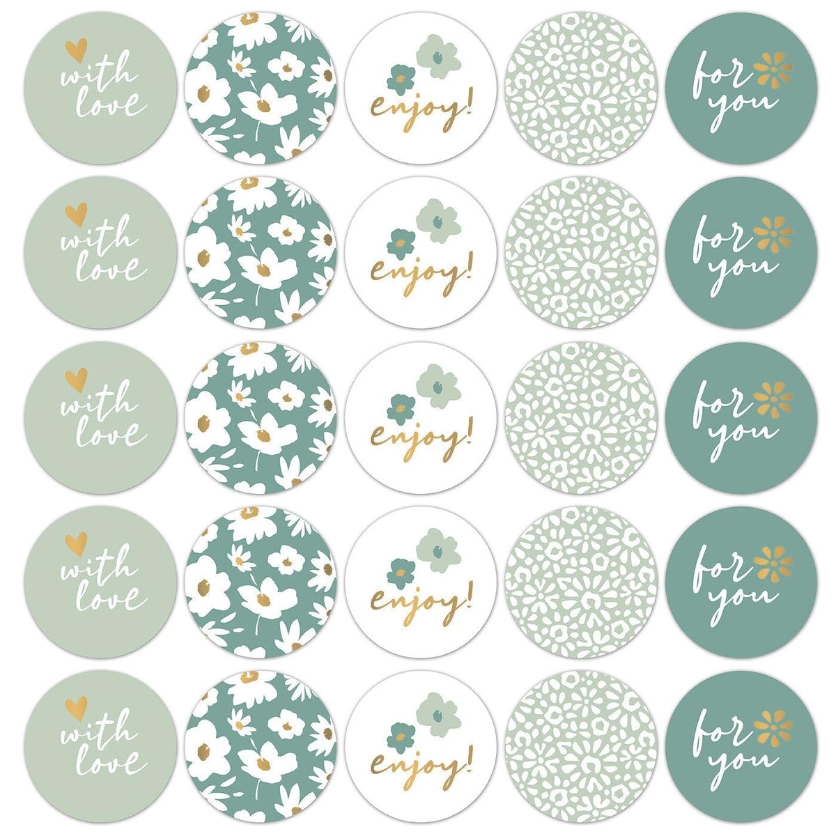 Stickers Coeurs de Fleurs groen 50mm - 10 stuks-Gifts-Kraaltjes van Renate