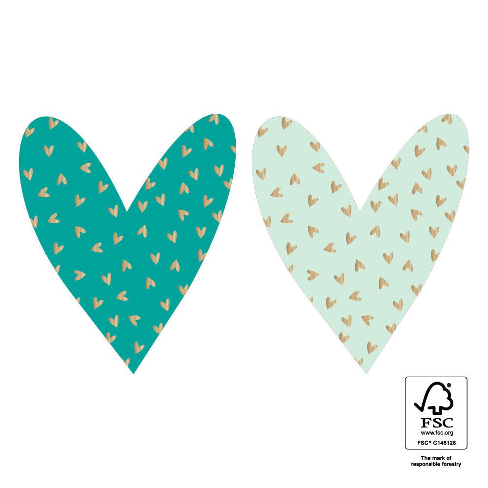Stickers Duo - Small Hearts Gold - Green - 8 stuks-Gifts-Kraaltjes van Renate