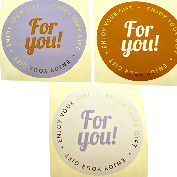 Stickers &#39;For You&#39; paars/wit/oranje 40mm - 10 stuks-Gifts-Kraaltjes van Renate