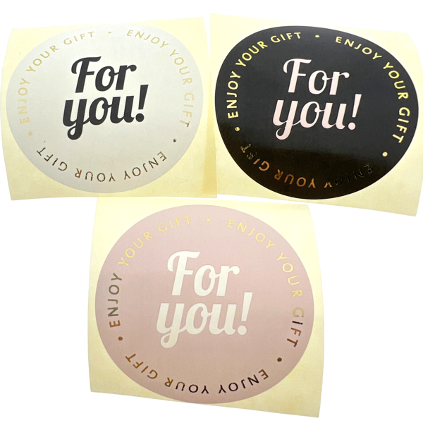 Stickers &#39;For You&#39; wit/zwart/roze 40mm - 10 stuks-Gifts-Kraaltjes van Renate