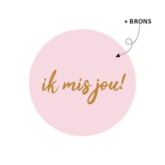 Stickers &#39;Ik mis jou!&#39; roze 40mm - 10 stuks-Kraaltjes van Renate