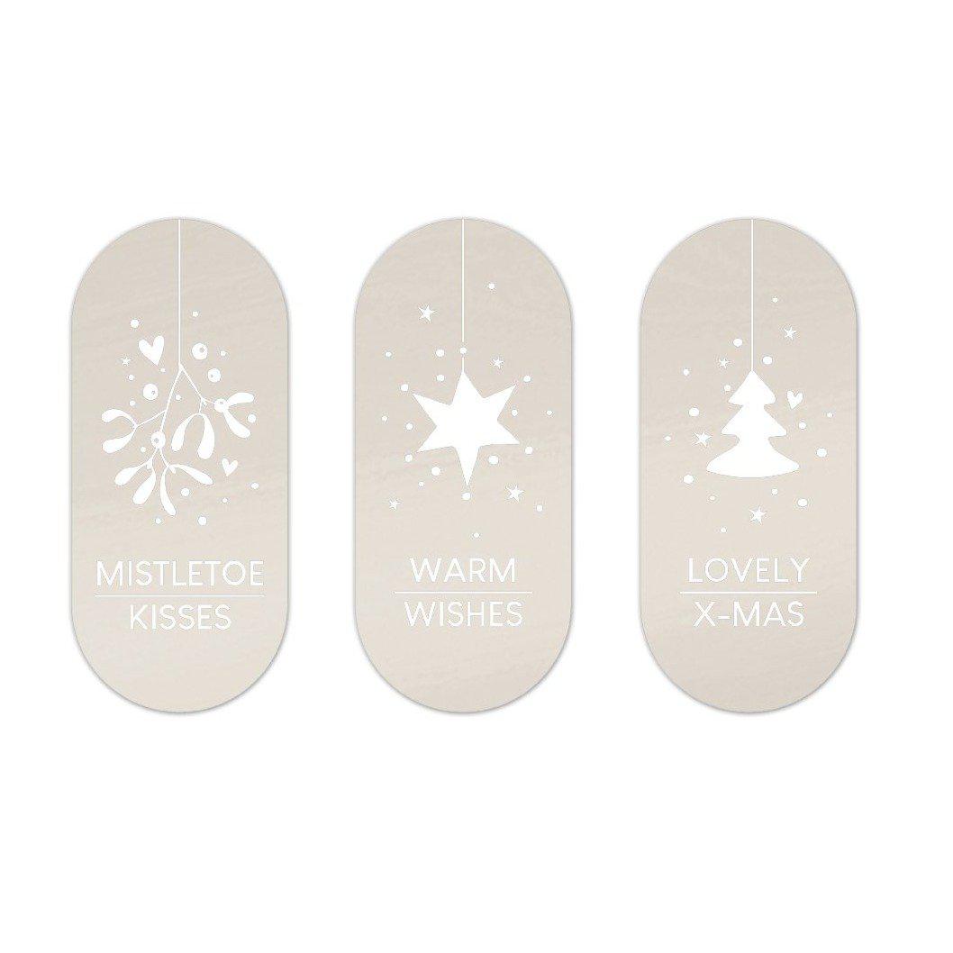 Stickers Kerst ovaaltjes champagne 80x30mm - 10 stuks-Gifts-Kraaltjes van Renate