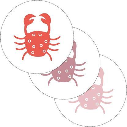 Stickers &#39;Krab&#39; wit/roze/rood 40mm - 10 stuks-Kraaltjes van Renate