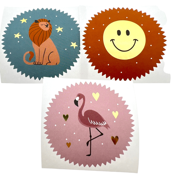 Stickers Leeuw/Zon/Flamingo 40mm - 10 stuks-Gifts-Kraaltjes van Renate