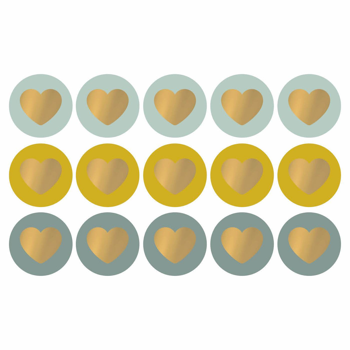 Stickers Lovely hearts cool tones/goud 50mm - 10 stuks-Kraaltjes van Renate