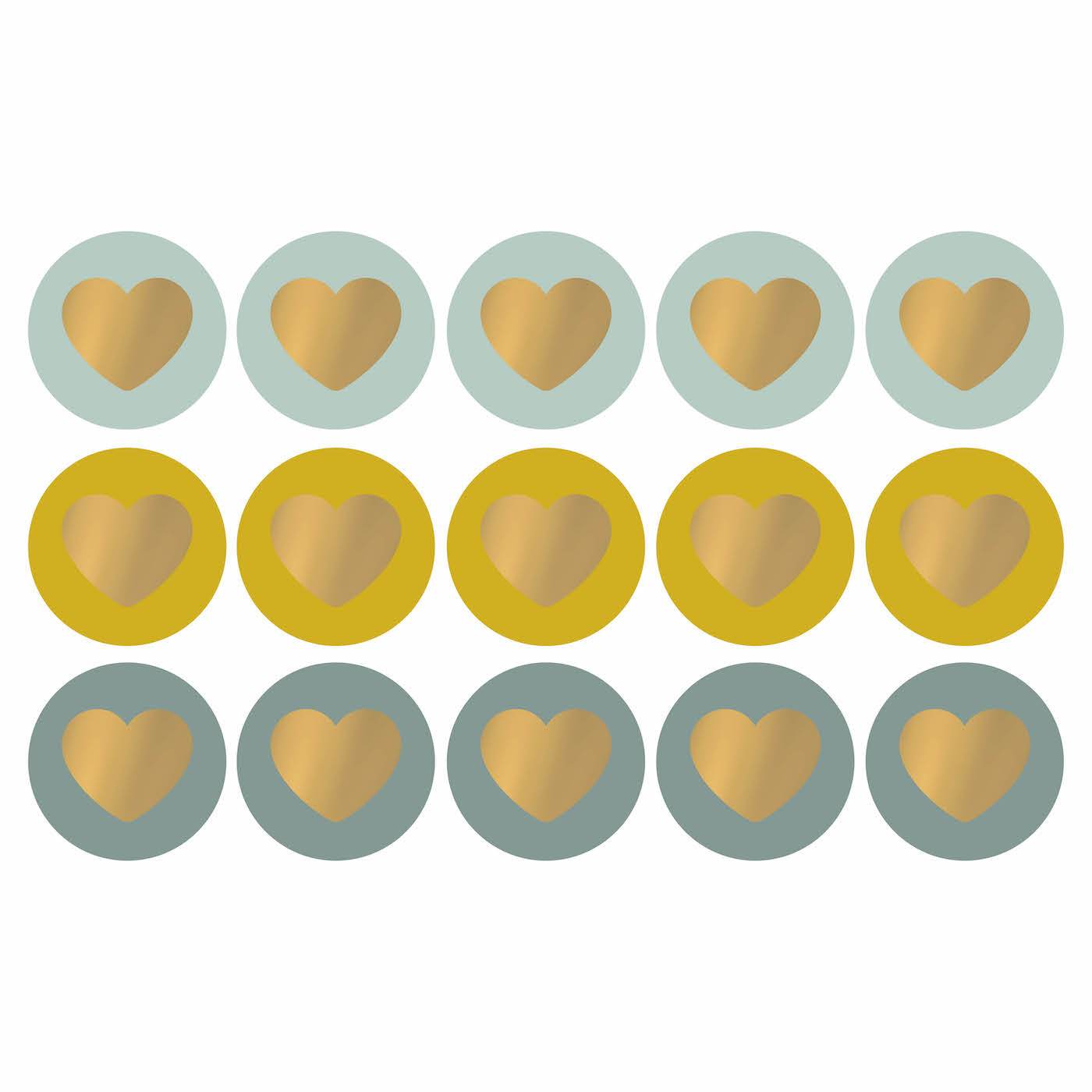 Stickers Lovely hearts cool tones/goud 50mm - 10 stuks-Kraaltjes van Renate