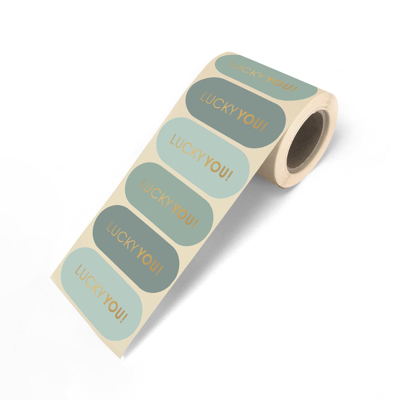 Stickers 'Lucky you' blauw 80x30mm - 10 stuks-Gifts-Kraaltjes van Renate