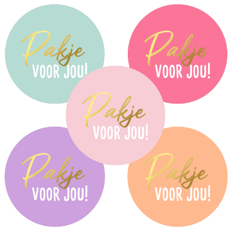 Stickers 'Pakje voor jou!' multicolor 40mm - 10 stuks-Gifts-Kraaltjes van Renate