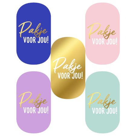 Stickers 'Pakje voor jou!' ovaal multicolor 25x45mm - 10 stuks-Gifts-Kraaltjes van Renate