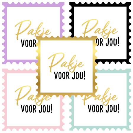 Stickers 'Pakje voor jou!' postzegel multicolor 50mm - 10 stuks-Gifts-Kraaltjes van Renate