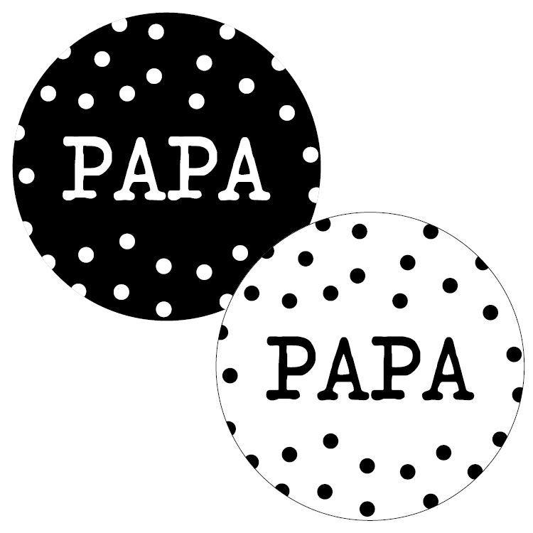 Stickers 'Papa' wit/zwart 40mm - 10 stuks-Kraaltjes van Renate