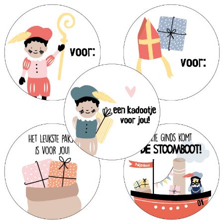 Stickers &#39;Sinterklaas mix&#39; multicolor 40mm - 10 stuks-Gifts-Kraaltjes van Renate