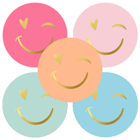 Stickers Smiley met knipoog multicolor 50mm - 10 stuks-Gifts-Kraaltjes van Renate