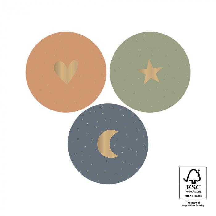 Stickers Star/heart/moon gold faded 35mm - 10 stuks-Gifts-Kraaltjes van Renate